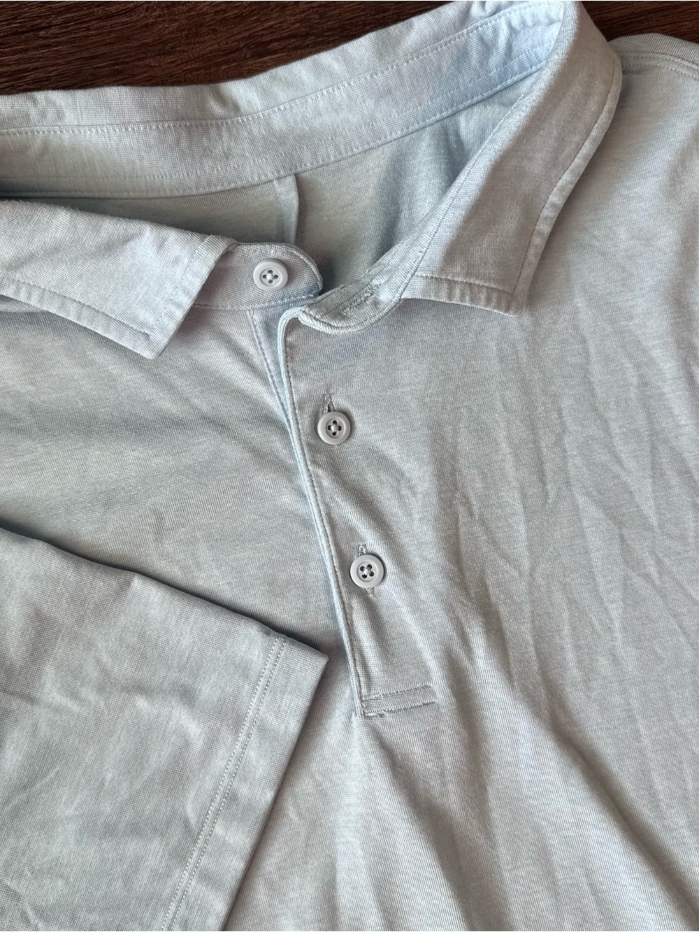 Lululemon Mens Shirt Polo L/XL  Light Blue Short Sleeve Stretch Golf Uniform